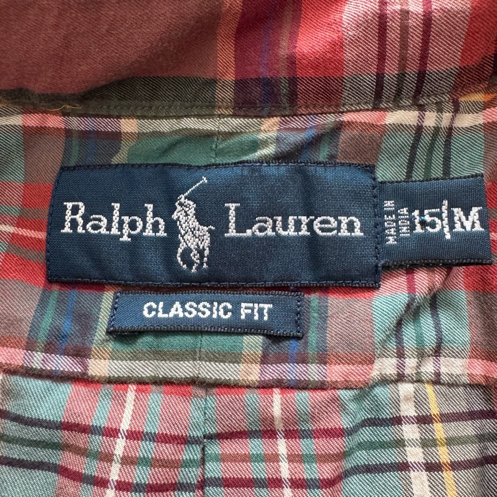 Ralph Lauren Classic Fit red, green, yellow & blue plaid button down. Medium - Picture 2 of 10